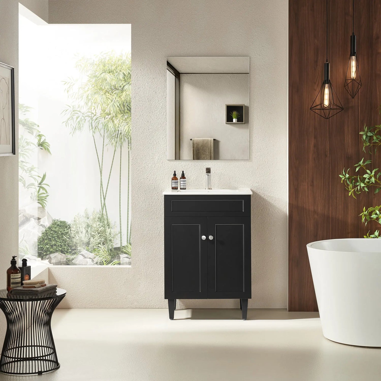 Harrington Floor PVC Cabinet Vanity 600mm (Matte Black) Poseidon
