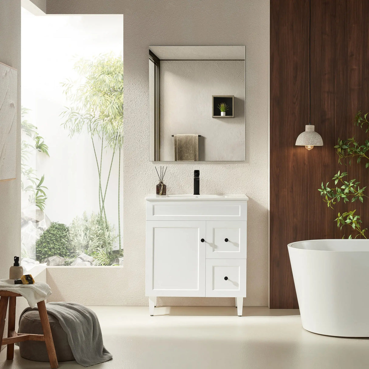 Harrington Floor PVC Cabinet Vanity 750mm (Matte White) Poseidon