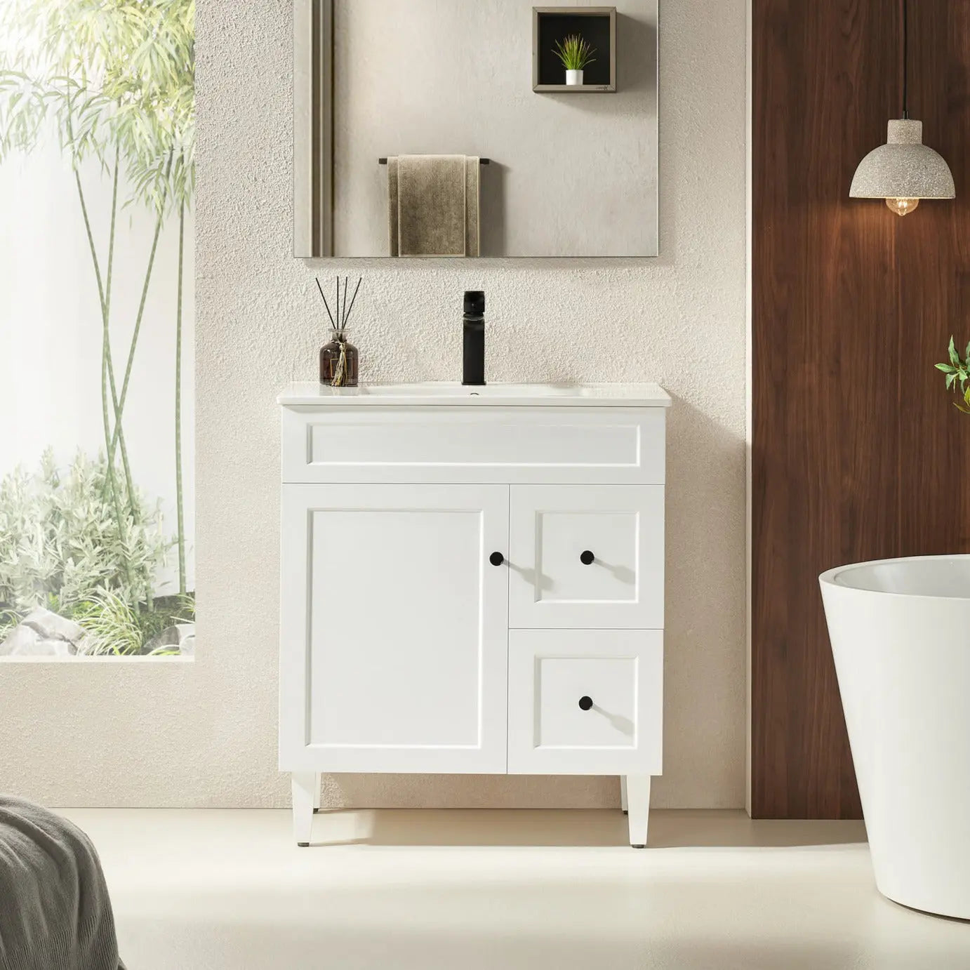 Harrington Floor PVC Cabinet Vanity 750mm (Matte White) Poseidon