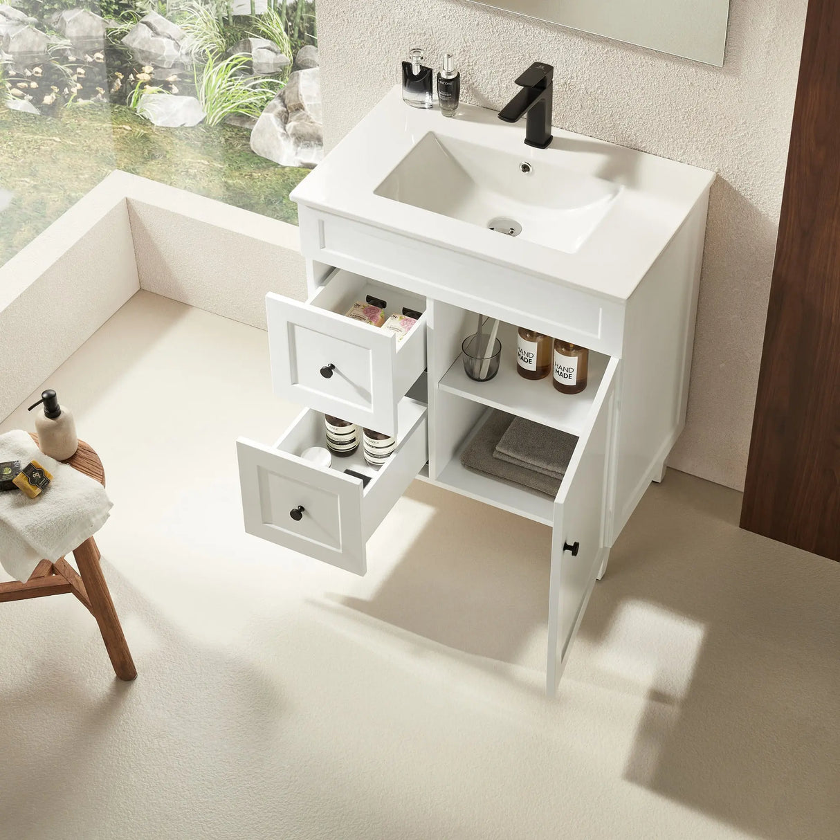 Harrington Floor PVC Cabinet Vanity 750mm (Matte White) Poseidon