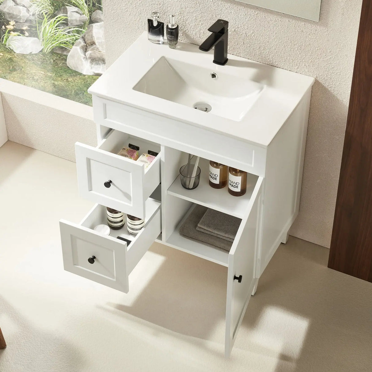 Harrington Floor PVC Cabinet Vanity 750mm (Matte White) Poseidon