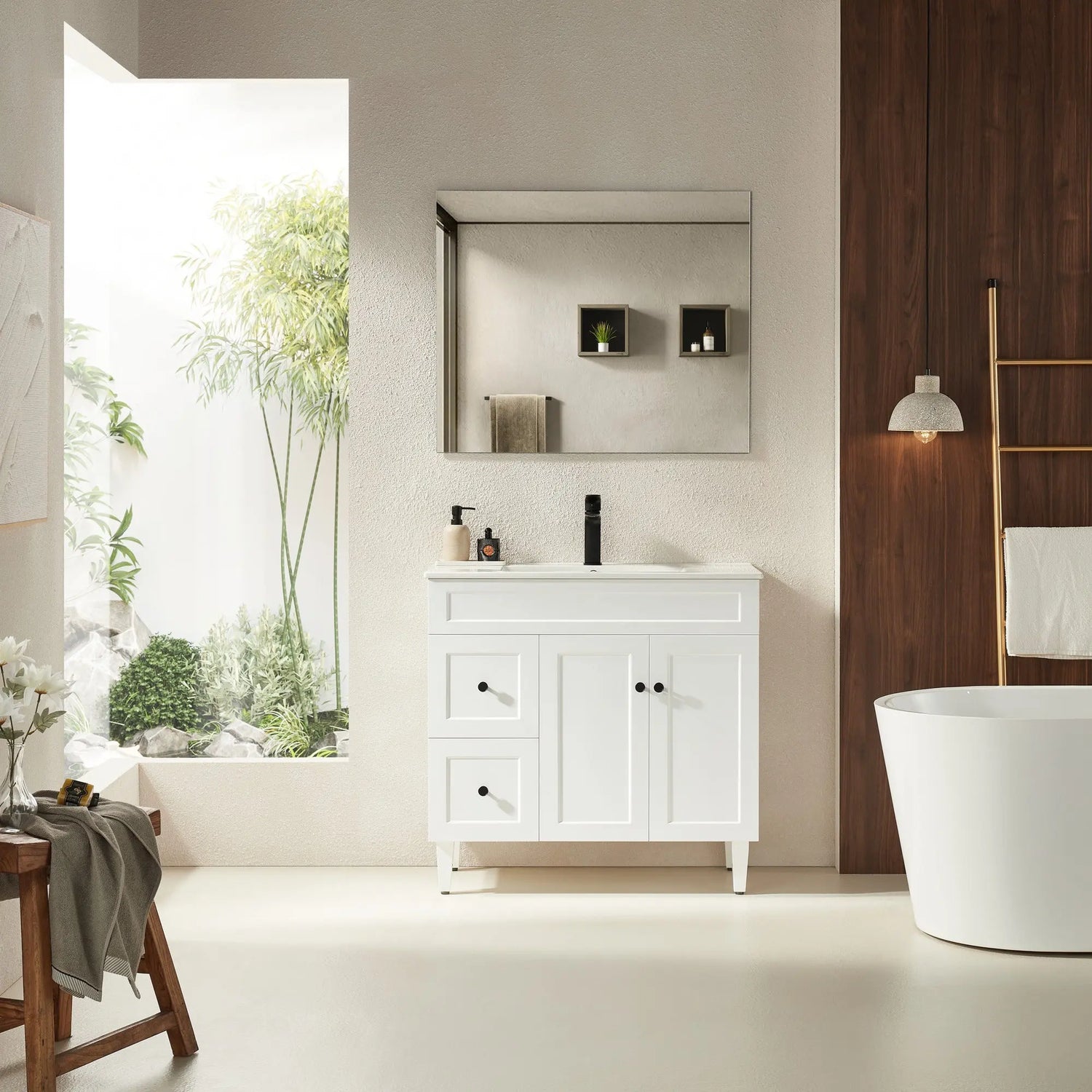 Harrington Freestanding PVC Vanity 900mm (Matte White) Poseidon