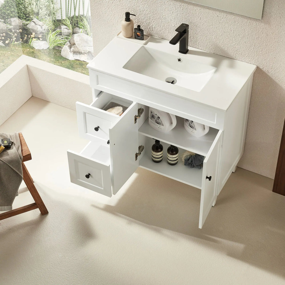 Harrington Freestanding PVC Vanity 900mm (Matte White) Poseidon