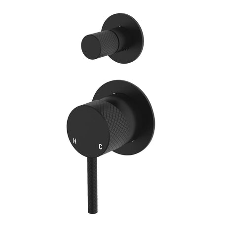 Axle Wall Diverter Mixer, Small Round Plates, Matte Black fienza