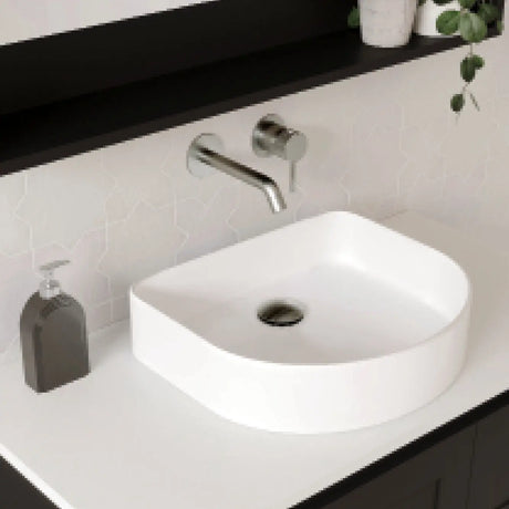 Axle Wall Basin/Bath Mixer Set, Round Plates, 200mm Outlet, Brushed Nickel fienza