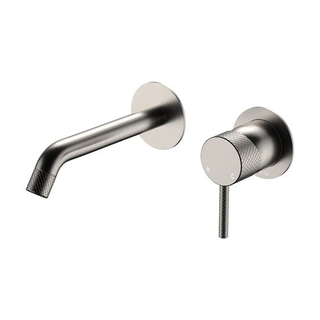 Axle Wall Basin/Bath Mixer Set, Round Plates, 160mm Outlet, Brushed Nickel fienza