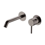 Axle Wall Basin/Bath Mixer Set, Round Plates, 160mm Outlet, Gun Metal fienza