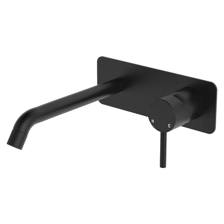 Axle Wall Basin/Bath Mixer Set, Rectangular Plate, 200mm Outlet, Matte Black fienza