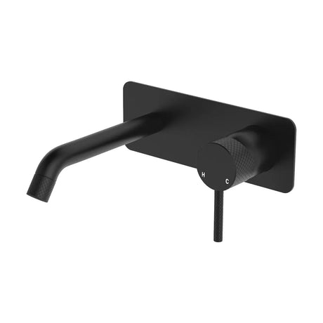 Axle Wall Basin/Bath Mixer Set, Rectangular Plate, 160mm Outlet, Matte Black fienza