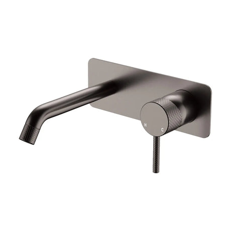 Axle Wall Basin/Bath Mixer Set, Rectangular Plate, 160mm Outlet, Gun Metal fienza