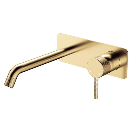 Axle Wall Basin/Bath Mixer Set, Rectangular Plate, 200mm Outlet, Urban Brass fienza