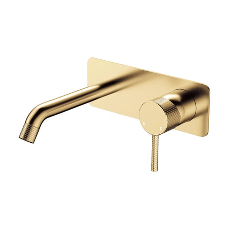 Axle Wall Basin/Bath Mixer Set, Rectangular Plate, 160mm Outlet, Urban Brass fienza