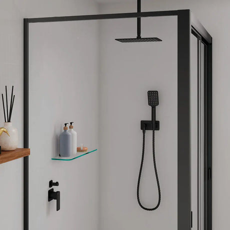 Tono Wall Diverter Mixer, Square Plates, Matte Black fienza