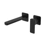 Tono Basin/Bath Wall Mixer Set, Square Plates, 200mm Outlet, Matte Black fienza