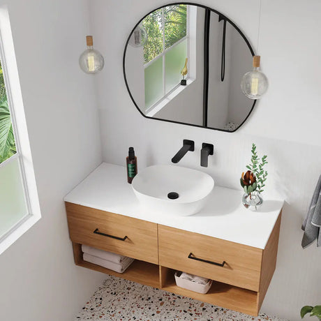 Tono Basin/Bath Wall Mixer Set, Square Plates, 200mm Outlet, Matte Black fienza