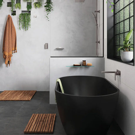 Tono Basin/Bath Wall Mixer Set, Square Plates, 160mm Outlet, Gun Metal fienza