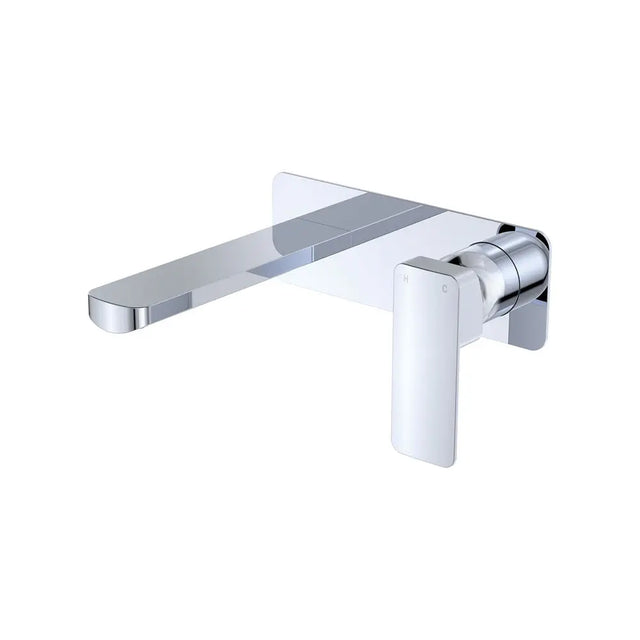 Tono Basin/Bath Wall Mixer Set, Rectangular Plate, 160mm Outlet, Chrome fienza