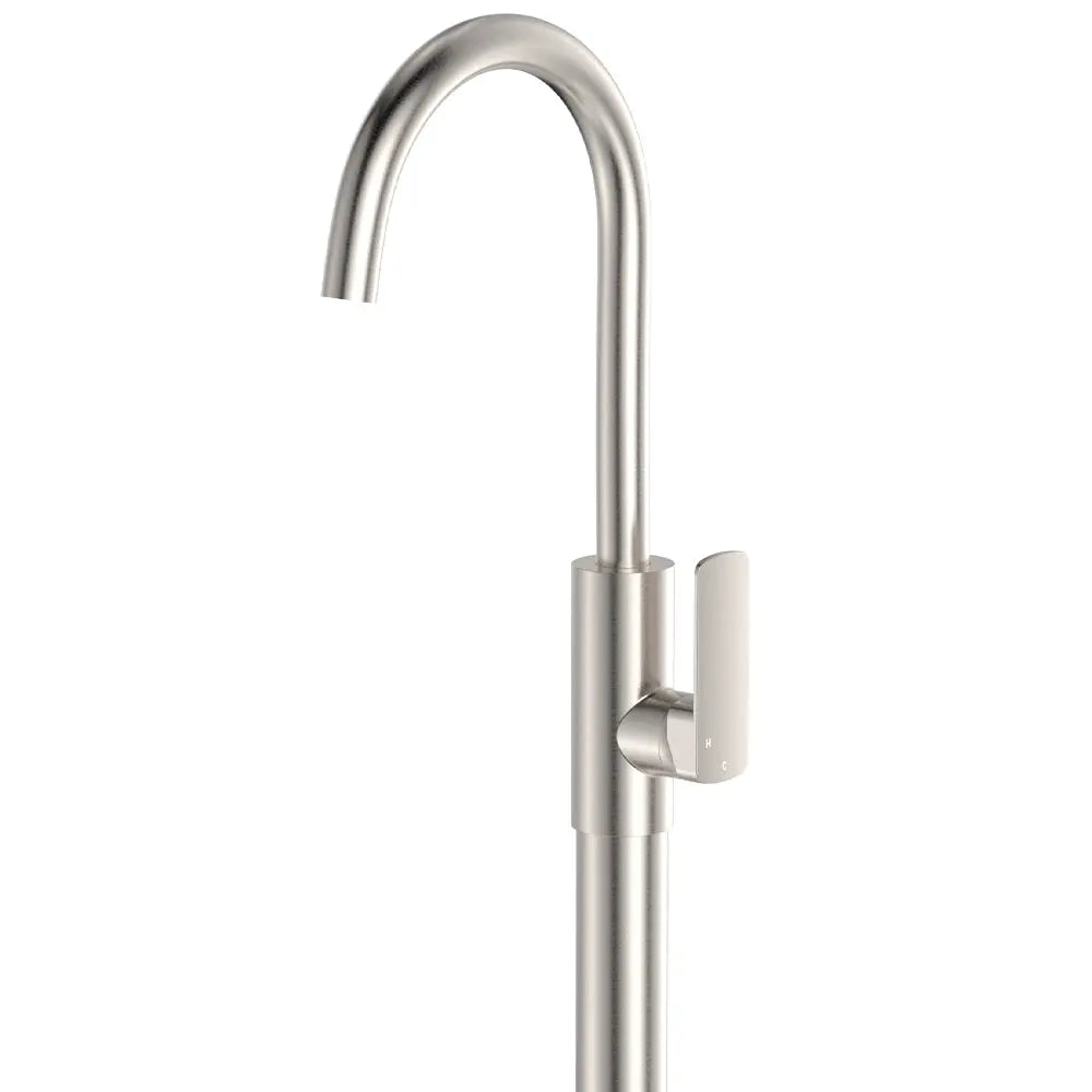 Tono Floor Mounted Basin/Bath Mixer, Brushed Nickel fienza