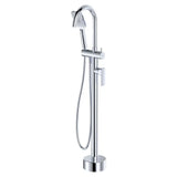 Tono Floor Mounted Bath Mixer With Hand Shower, Chrome fienza
