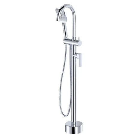 Tono Floor Mounted Bath Mixer With Hand Shower, Chrome fienza
