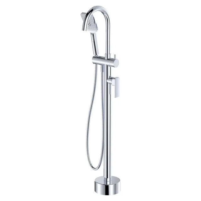 Tono Floor Mounted Bath Mixer With Hand Shower, Chrome fienza