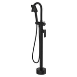 Tono Floor Mounted Bath Mixer With Hand Shower, Matte Black fienza
