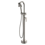 Tono Floor Mounted Bath Mixer With Hand Shower, Brushed Nickel fienza
