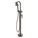 Tono Floor Mounted Bath Mixer With Hand Shower, Gun Metal fienza