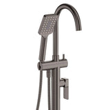 Tono Floor Mounted Bath Mixer With Hand Shower, Gun Metal fienza