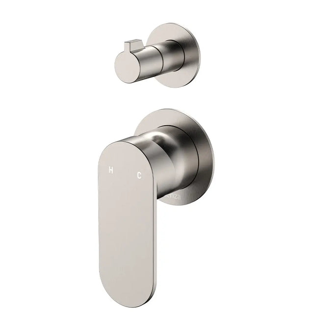 Empire Slim Wall Diverter Mixer, Small Round Plates, Vertical, Brushed Nickel fienza