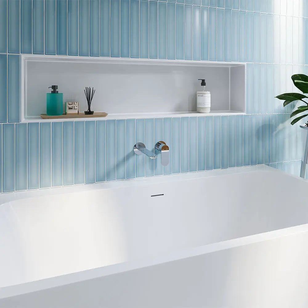 Empire Slim Basin/Bath Wall Mixer Set, Round Plates, 160mm Outlet, Chrome fienza