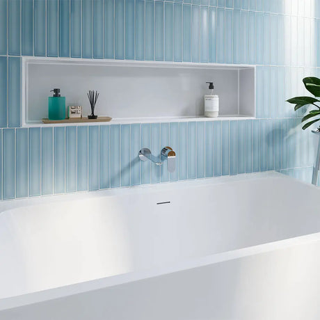 Empire Slim Basin/Bath Wall Mixer Set, Round Plates, 160mm Outlet, Chrome fienza