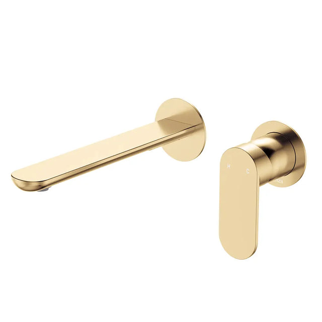 Empire Slim Basin/Bath Wall Mixer Set, Round Plates, 200mm Outlet, Urban Brass fienza