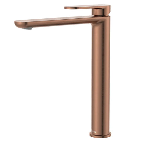 Empire Slim Cold Start Tall Basin Mixer, Brushed Copper fienza