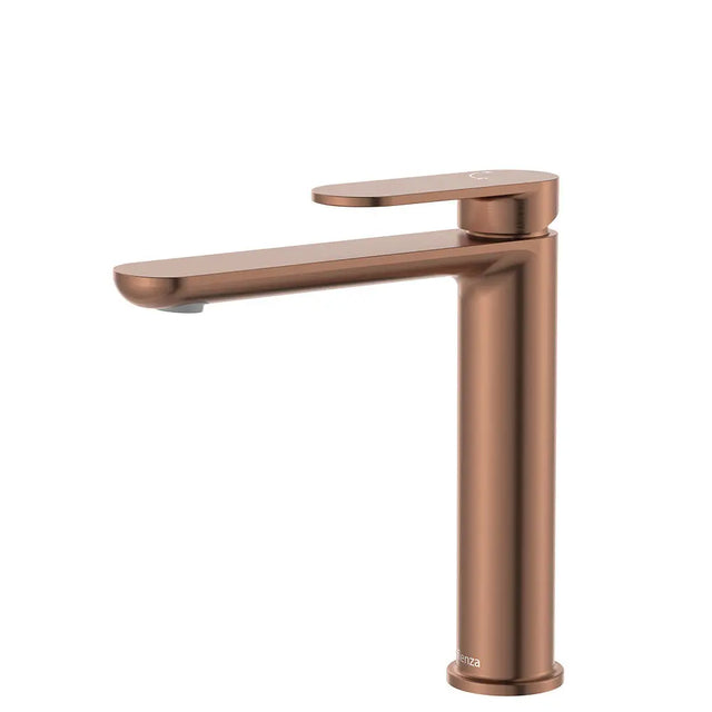 Empire Slim Cold Start Medium Basin Mixer, Brushed Copper fienza