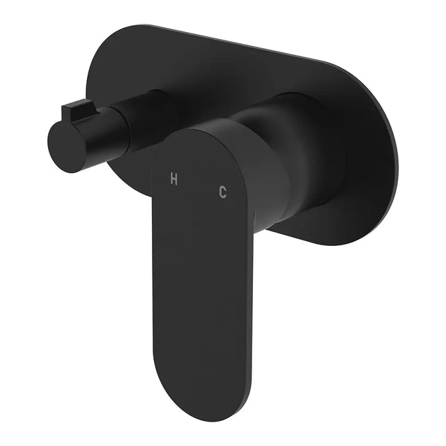 Empire Slim Wall Diverter Mixer, Large Oval Plate, Horizontal, Matte Black fienza