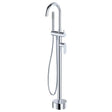 Empire Slim Floor Mounted Bath Mixer with Hand Shower, Chrome fienza