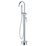 Empire Slim Floor Mounted Bath Mixer with Hand Shower, Chrome fienza