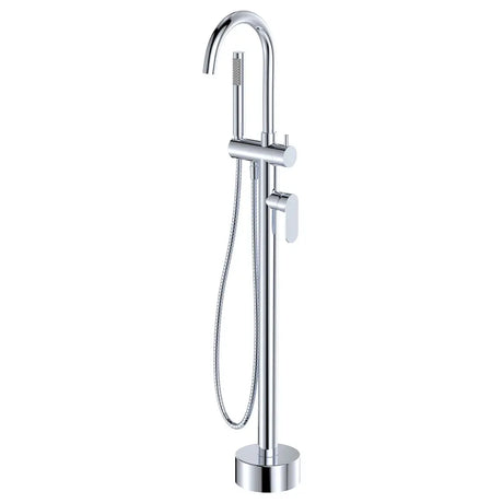 Empire Slim Floor Mounted Bath Mixer with Hand Shower, Chrome fienza