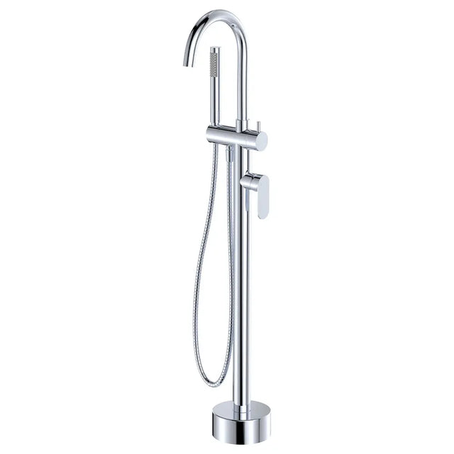 Empire Slim Floor Mounted Bath Mixer with Hand Shower, Chrome fienza