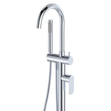 Empire Slim Floor Mounted Bath Mixer with Hand Shower, Chrome fienza