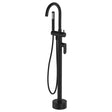 Empire Slim Floor Mounted Bath Mixer with Hand Shower, Matte Black fienza