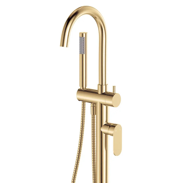 Empire Slim Floor Mounted Bath Mixer with Hand Shower, Urban Brass fienza