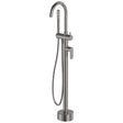 Empire Slim Floor Mounted Bath Mixer with Hand Shower, Gun Metal fienza