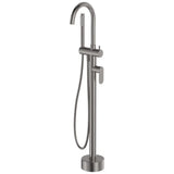 Empire Slim Floor Mounted Bath Mixer with Hand Shower, Gun Metal fienza