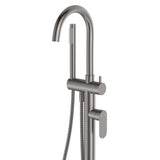 Empire Slim Floor Mounted Bath Mixer with Hand Shower, Gun Metal fienza