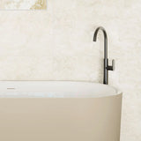 Empire Slim Floor Mounted Bath Mixer with Hand Shower, Gun Metal fienza