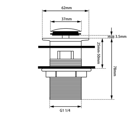 32mm Chrome Pop Up Waste Overflow Aquaperla