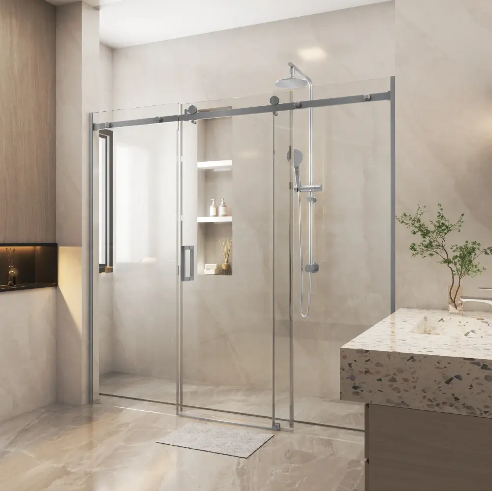 Corner Frameless 3 Door Sliding Adjustable Shower Screen ozcovey