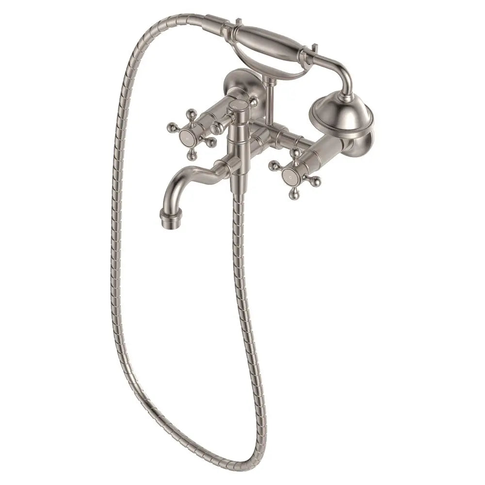 Lillian Exposed Bath Tap Set with Hand Shower, Brushed Nickel fienza